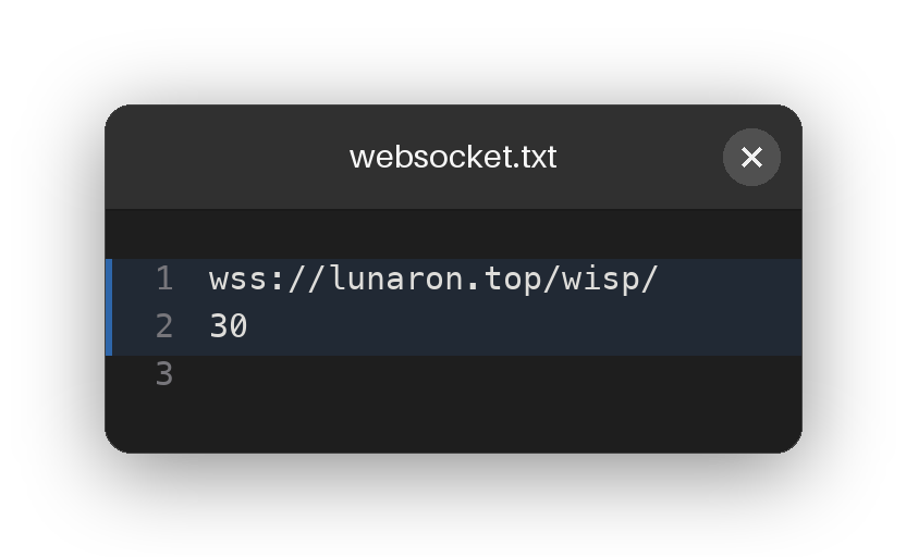 Archived websocket.txt configuration targeting lunaron.top